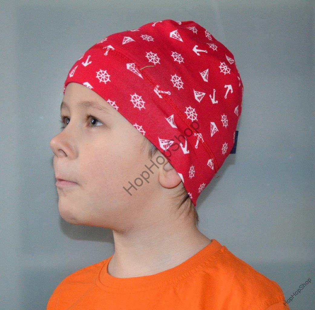 Karpet Hugo 12 čepice, bavlna, úplet, bílá, tmavě modré kotvy