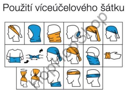 NOVIA Multifunkční šátek, vzor 08, černý, bez vzoru