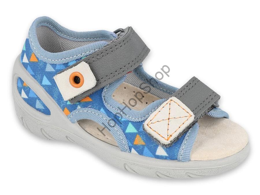 Befado Sunny 065X158 sandálky s koženou stélkou, světle modré, potisk