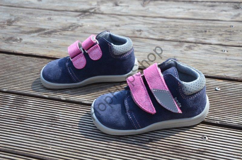 Beda barefoot BF 0001/W/M OCEAN SHINE celoroční, kožené, kotníkové, membrána, dívčí, 2SZ, tm. modré