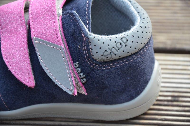 Beda barefoot BF 0001/W/M OCEAN SHINE celoroční, kožené, kotníkové, membrána, dívčí, 2SZ, tm. modré