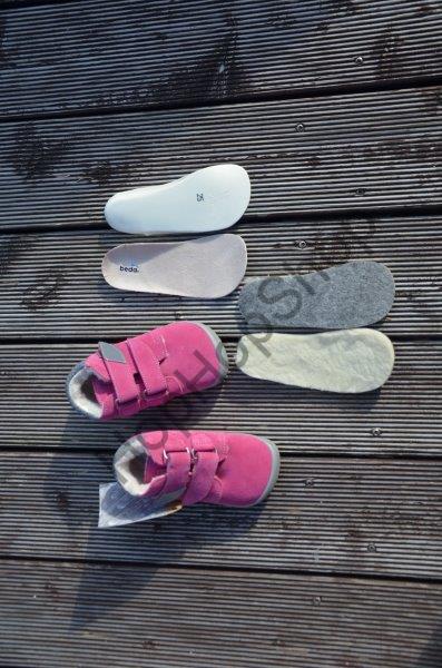 Beda barefoot BF 0001/W/MK REBECCA zima, kožené, kotníkové, membrána, zateplení, dívčí, 2SZ, růžové