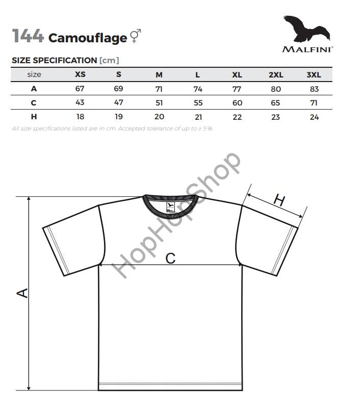 MALFINI CAMOUFLAGE 144-33, triko, unisex, 100% bavlna, camouflage / maskáč, brown / hnědá