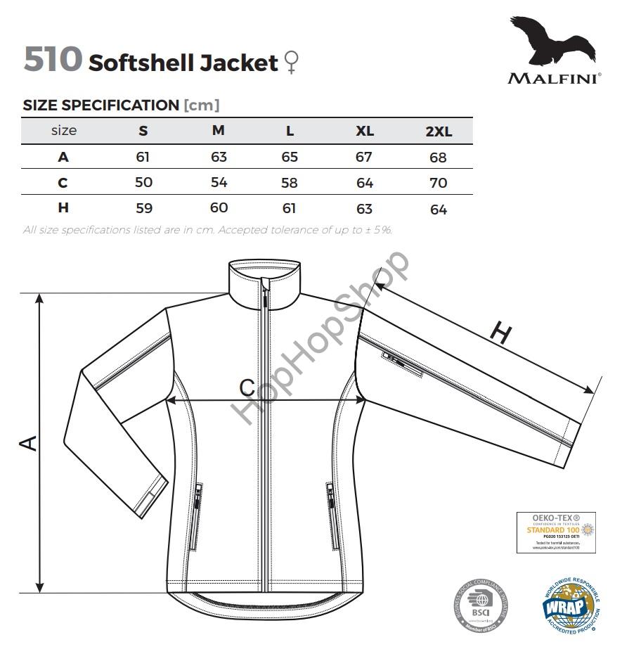 MALFINI SOFTSHELL JACKET 510-07 Softshellová bunda dívčí/dámská, ČERVENÁ
