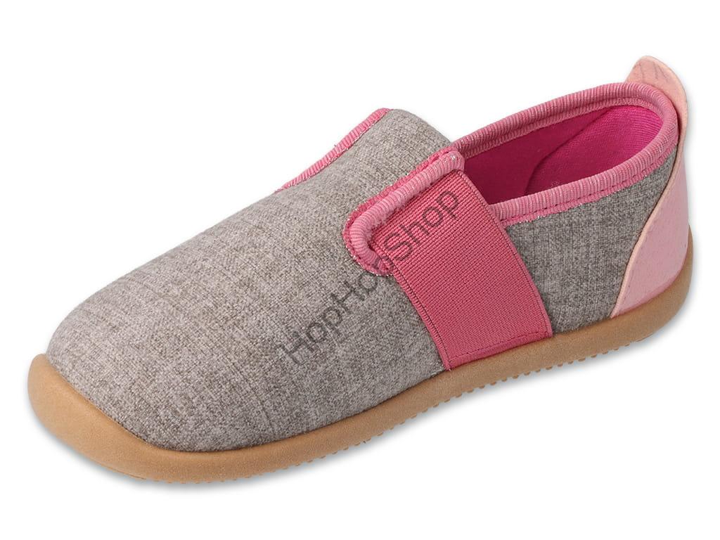 Befado Softer 901Y014, dívčí, bačkůrky, přezůvky, ŠEDÁ/RŮŽOVÁ