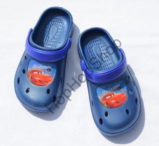 SETINO nazouváky, kroksy, námořní modrá, pásek fialový, Cars - mcQueen (Auta)
