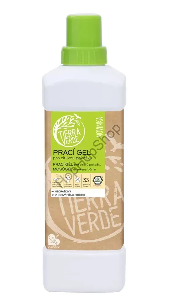 Tierra Verde Prací gel z mýdlových ořechů pro citlivou pokožku, Certifikát Ecogarantie, 1000ml