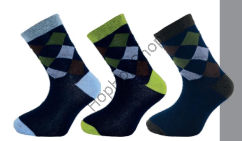3 páry Novia 1501 Dětské happy socks káro B, tm. modré - Výhodný set