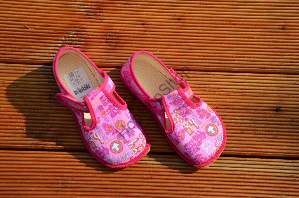 Beda barefoot 060010/W bačkorky, dívčí, růžové, znaky