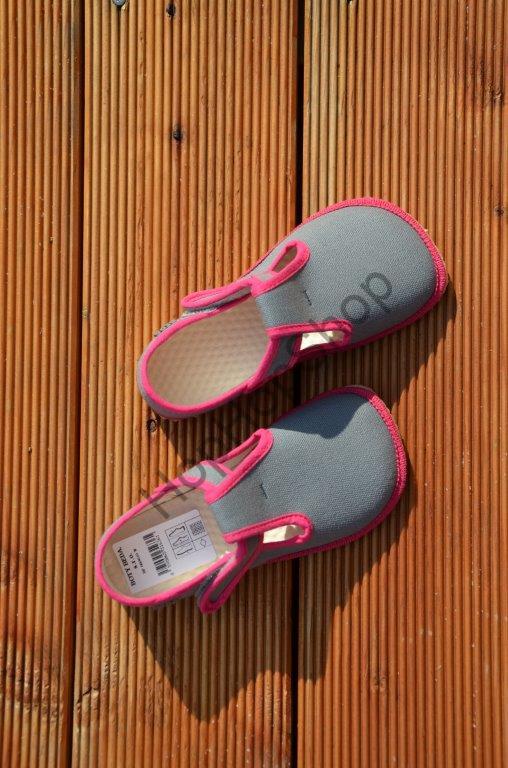Beda barefoot 060010/W bačkorky, dívčí, šedé, růžový lem
