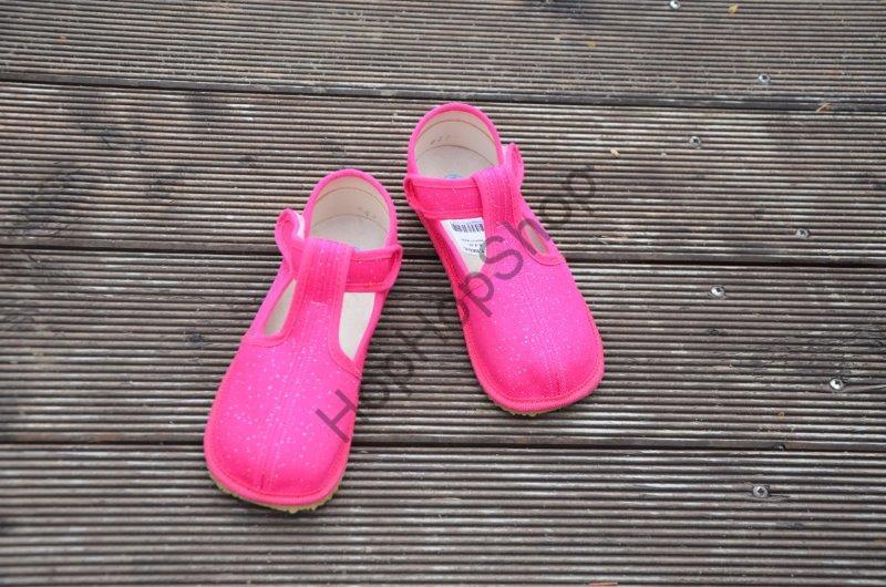 Beda barefoot 060010/W/02 SLIM bačkorky, dívčí, růžové, TŘPYTKY