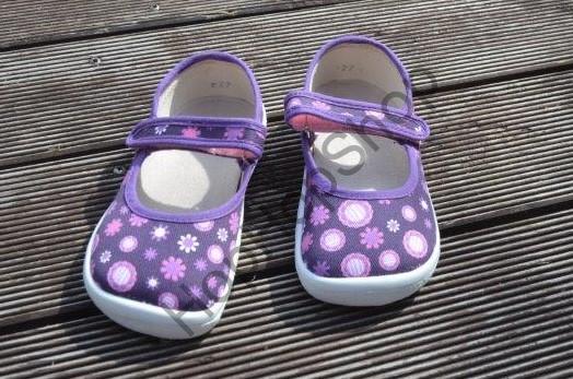 Beda barefoot BF 0001/BA VIOLET FLOWERS, balerínky, suchý zip, fialová/květy