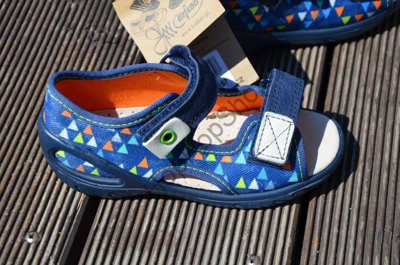 Befado Sunny 065P157 sandálky s koženou stélkou, tmavě modré, potisk