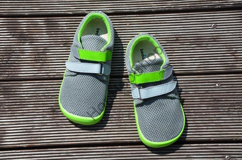 Beda barefoot BF 0001/ST/W LIME léto, síťovina, nízké, chlapecké, 2x suchý zip, šedá/limetková