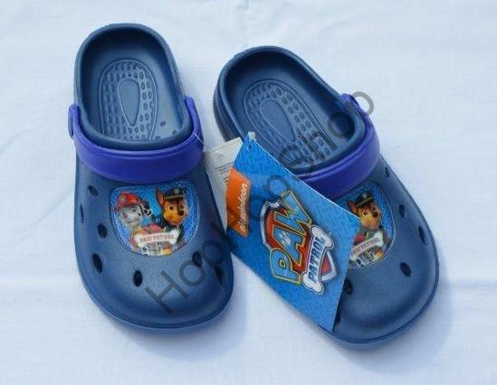 SETINO nazouváky, kroksy, námořní modrá, pásek fialový, Paw Patrol (Tlapková patrola)