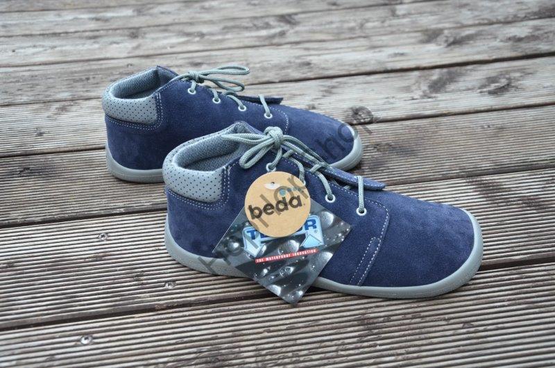 Beda barefoot BF 0001/M LUCAS celoroční, kožené, membrána, chlapecké, tkaničky