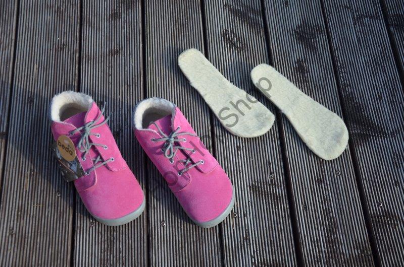 Beda barefoot BF 0001/MK REBECCA celoroční, kožené, kotníkové, membrána, kožíšek, dívčí, tkaničky