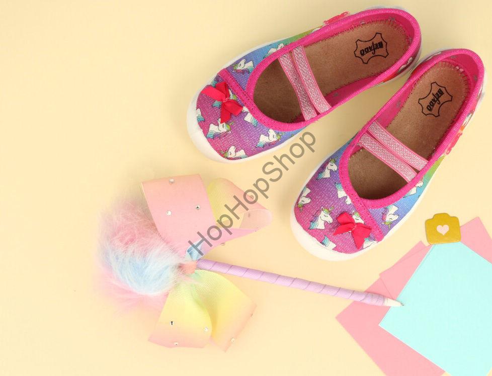 Befado Blanca 116X296, dívčí, bačkorky, duha, jednorožci, pevná kožená stélka