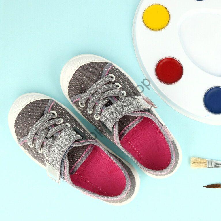 Befado Tim 251X107, dívčí, tenisky, šedé, růžové tečky