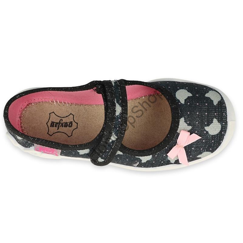 Befado Blanca 114Y481, dívčí, bačkorky, antracit, kočicky