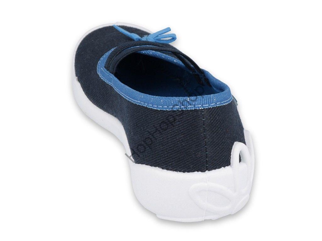 Befado Blanca 116Y289, dívčí, bačkory, tm. modré, mašlička