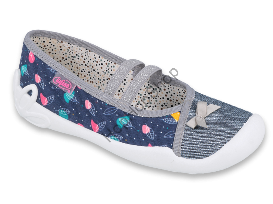 Befado Blanca 116Y287, dívčí, bačkory, modré, Soft-B, lístky