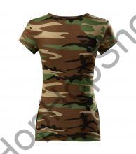 MALFINI CAMO PURE C22-33, triko, dámské/dívčí, 100% bavlna, camouflage / maskáč, hnědý / brown