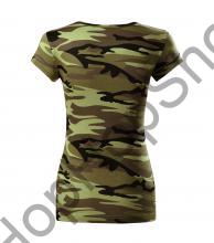 MALFINI CAMO PURE C22-34, triko, dámské/dívčí, 100% bavlna, camouflage / maskáč, zelený / green
