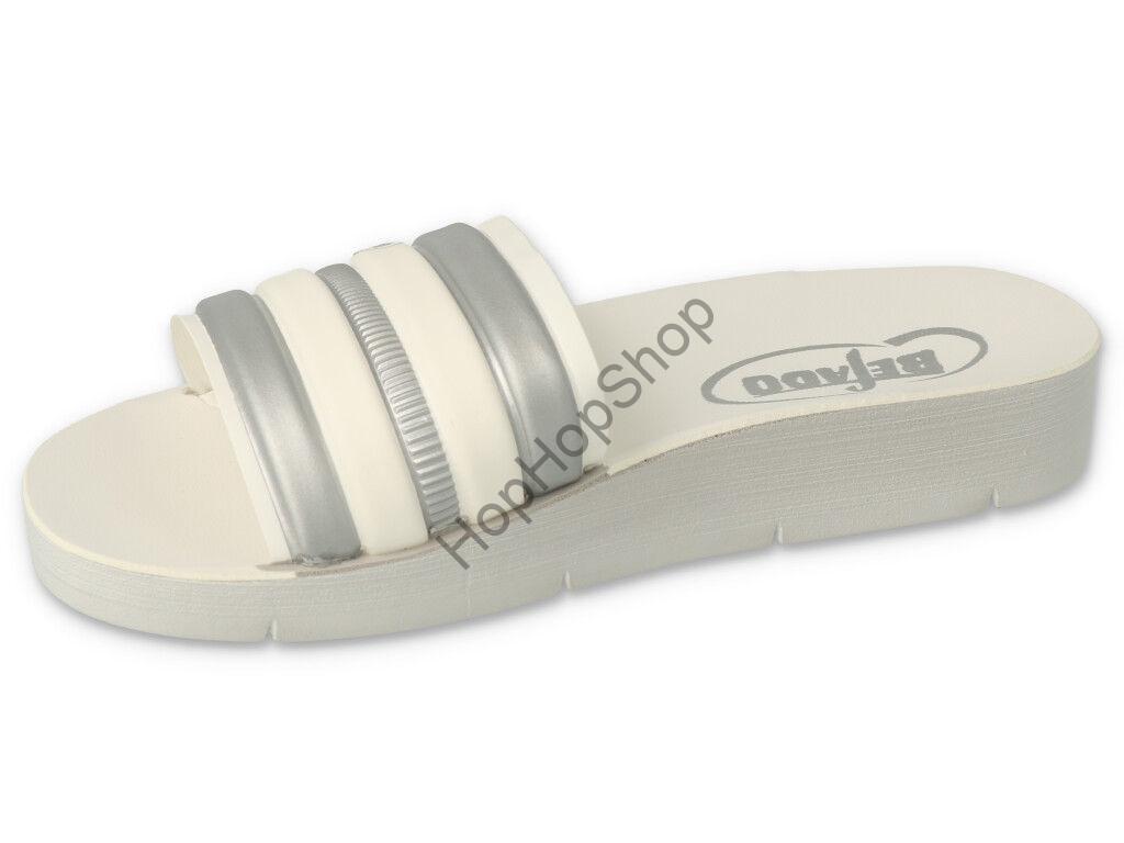 Befado CLIP 067Y001 pantofle dětské bílé / stříbrné proužky
