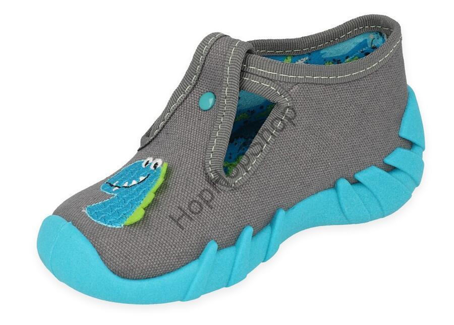 Befado Speedy 110P441, chlapecké, bačkorky, šedé, dinosaurus