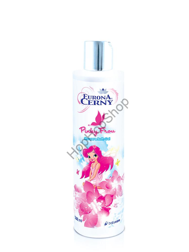 Eurona 6328 Pinky Frou, Hydratační sprchový a koupelový gel pro malé slečny, hypoalergenní parfemace, nedráždí oči, bez parabenů, SLS/SLES silikonů, 250 ml