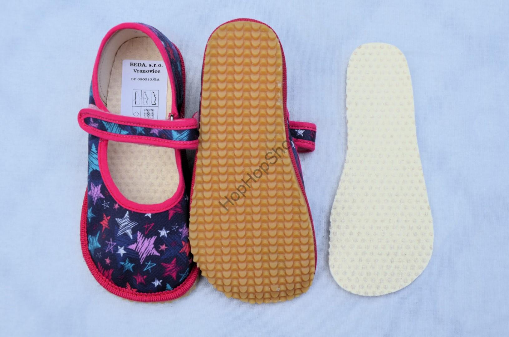 Beda barefoot 060010/BA bačkorky, balerínky, dívčí, STARS/HVĚZDIČKY