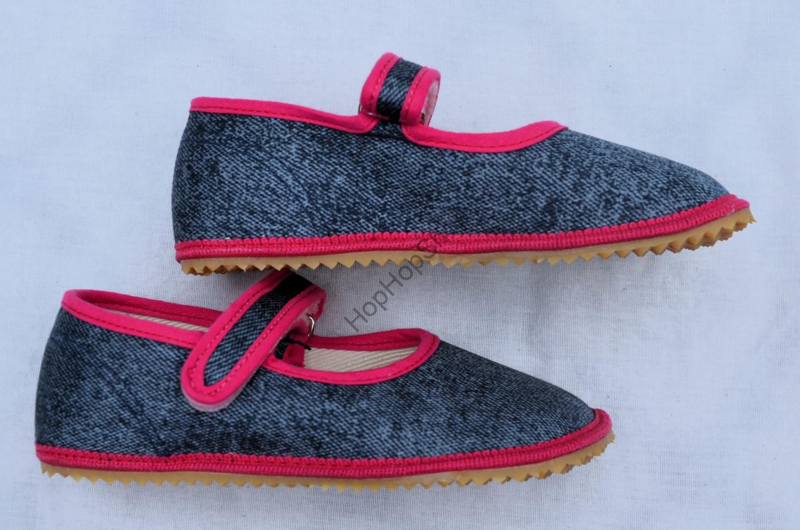 Beda barefoot 060010/BA bačkorky, balerínky, dívčí, PINK DENIM 