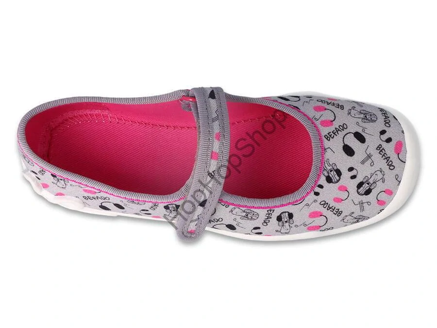 Befado Blanca 114Y520, dívčí, bačkory, balerínky, šedé, MUSIC