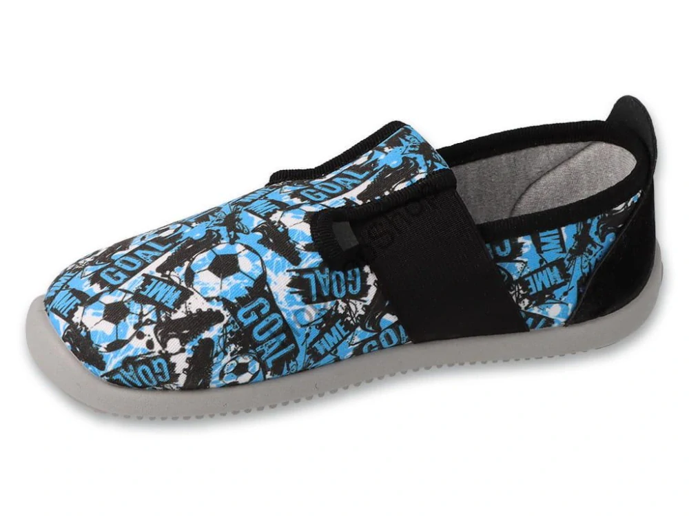 Befado Softer 901x018, chlapecké, bačkůrky, přezůvky, ŠEDÁ/MODRÁ, FOTBAL