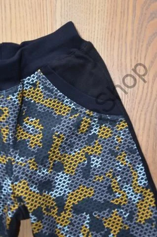 GUDO tepláky maskáčový vzhled, černá/bílá/šedá/okrová, černé kapsy 98% bavlna