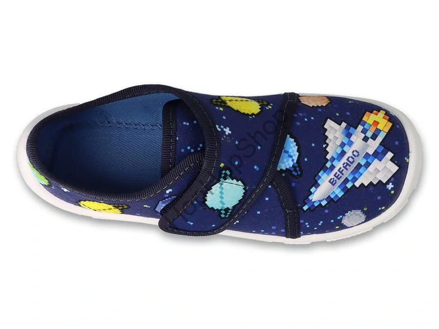 Befado Danny 974X578, chlapecké, bačkorky, modré, Soft B, VESMÍR