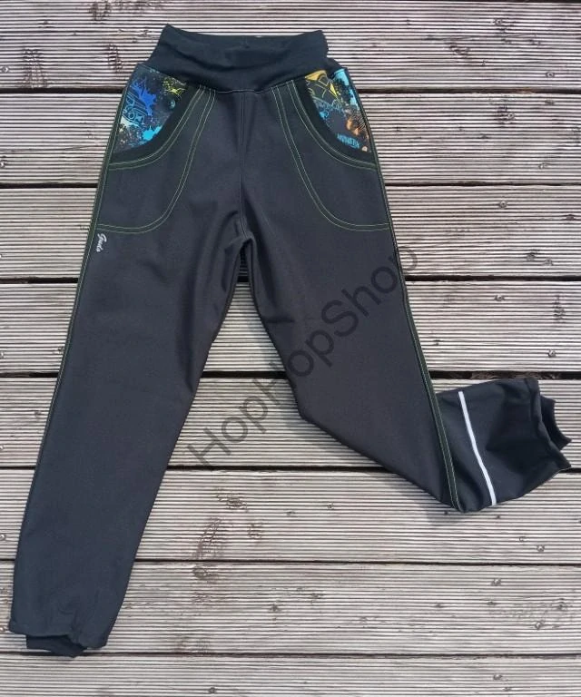 GUDO Softshellové kalhoty, ZIMA, fleece, ČERNÉ / MONSTER TRUCK, reflexní prvek