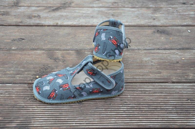 Beda barefoot 060010/W/02 SLIM bačkorky, chlapecké, šedé, FORMULE