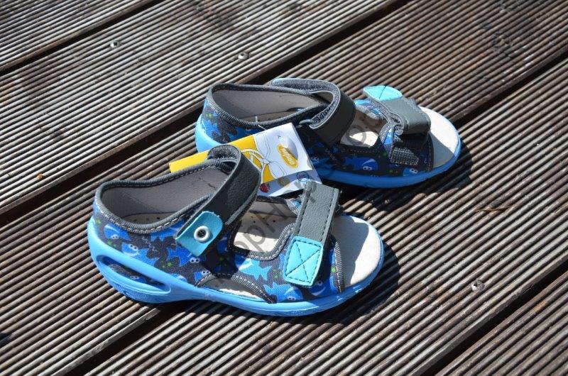 Befado Sunny 065P128 sandálky s koženou stélkou, šedé, ryby