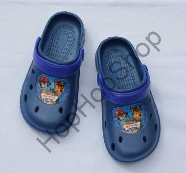SETINO nazouváky, kroksy, námořní modrá, pásek fialový, Paw Patrol (Tlapková patrola)