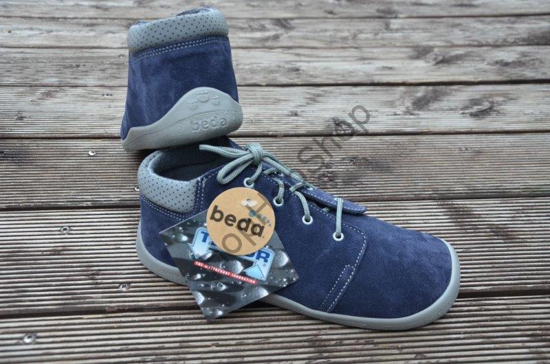 Beda barefoot BF 0001/M LUCAS celoroční, kožené, membrána, chlapecké, tkaničky