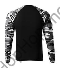 MALFINI CAMOUFLAGE 166LS-32, triko, pánské, dl. rukáv, camouflage / maskáč, grey / šedý