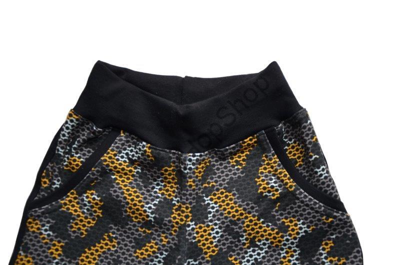 GUDO tepláky maskáčový vzhled, černá/bílá/šedá/okrová, 98% bavlna