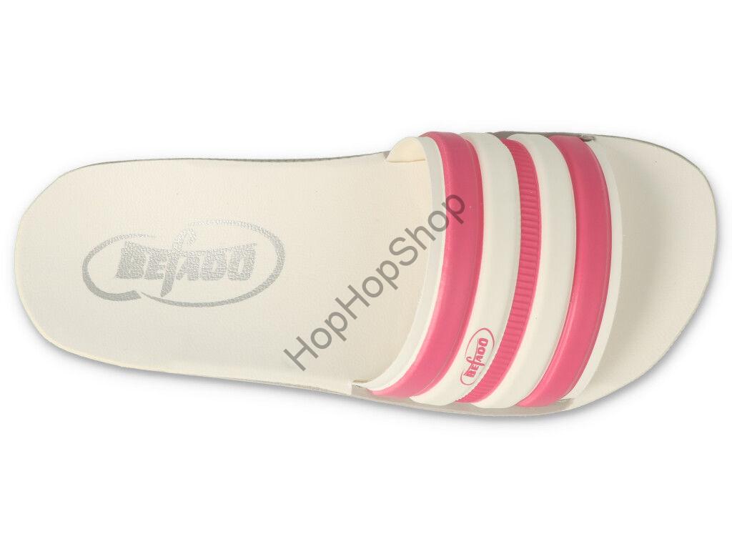 Befado CLIP 067Y002 pantofle dětské dívčí bílé / růžové proužky