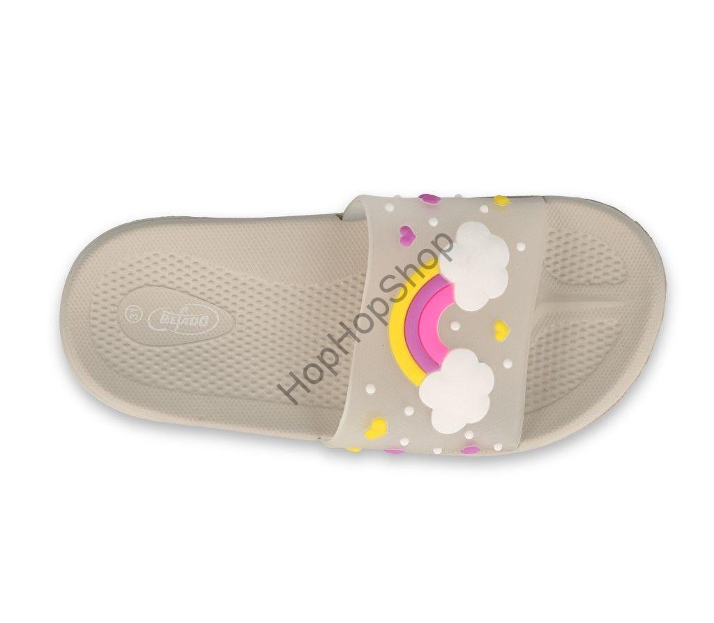 Befado SPACE 152Y005 ultralehké pantofle dětské dívčí ŠEDÉ duha