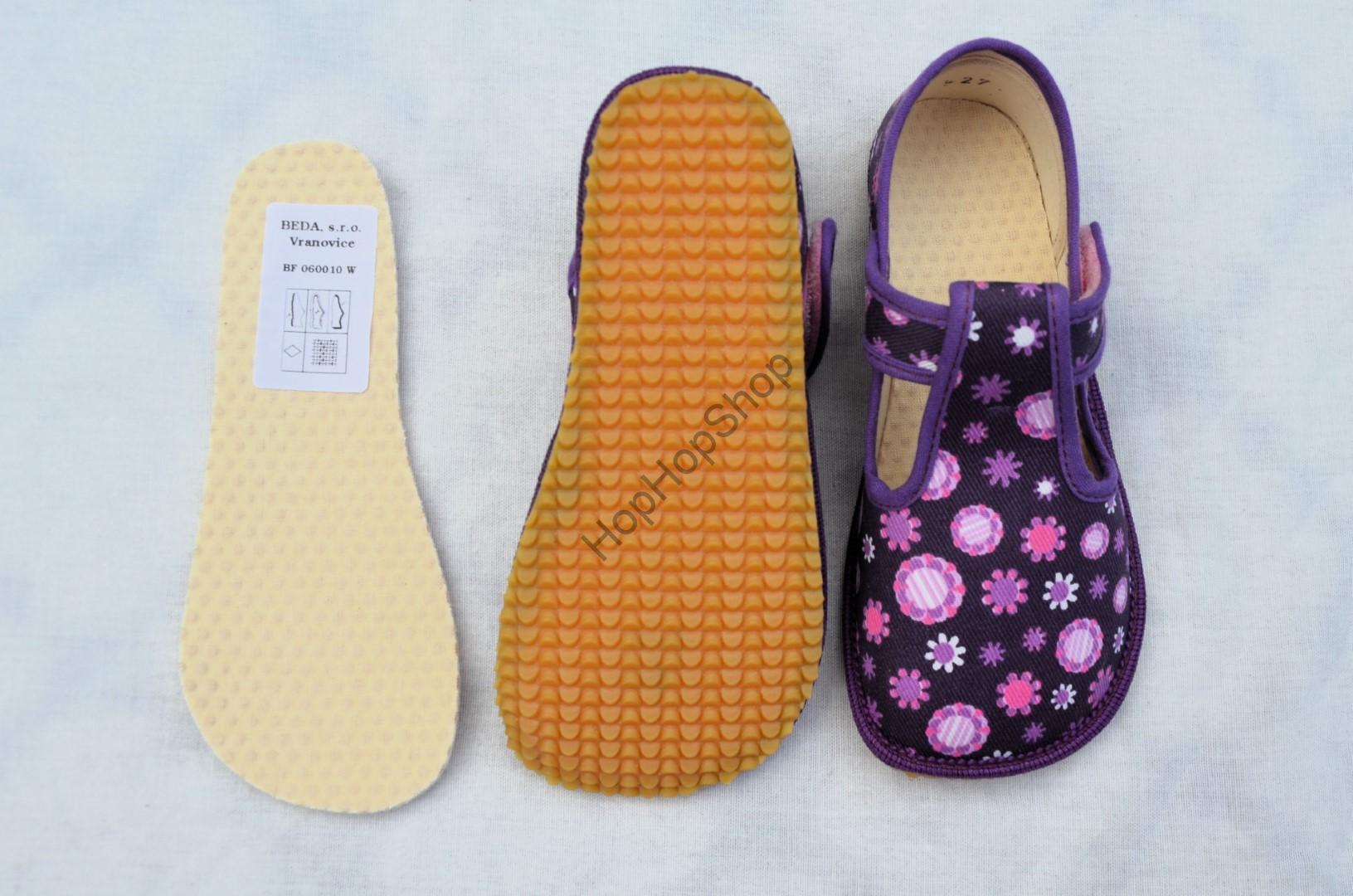 Beda barefoot 060010/W bačkorky, dívčí, VIOLET FLOWER