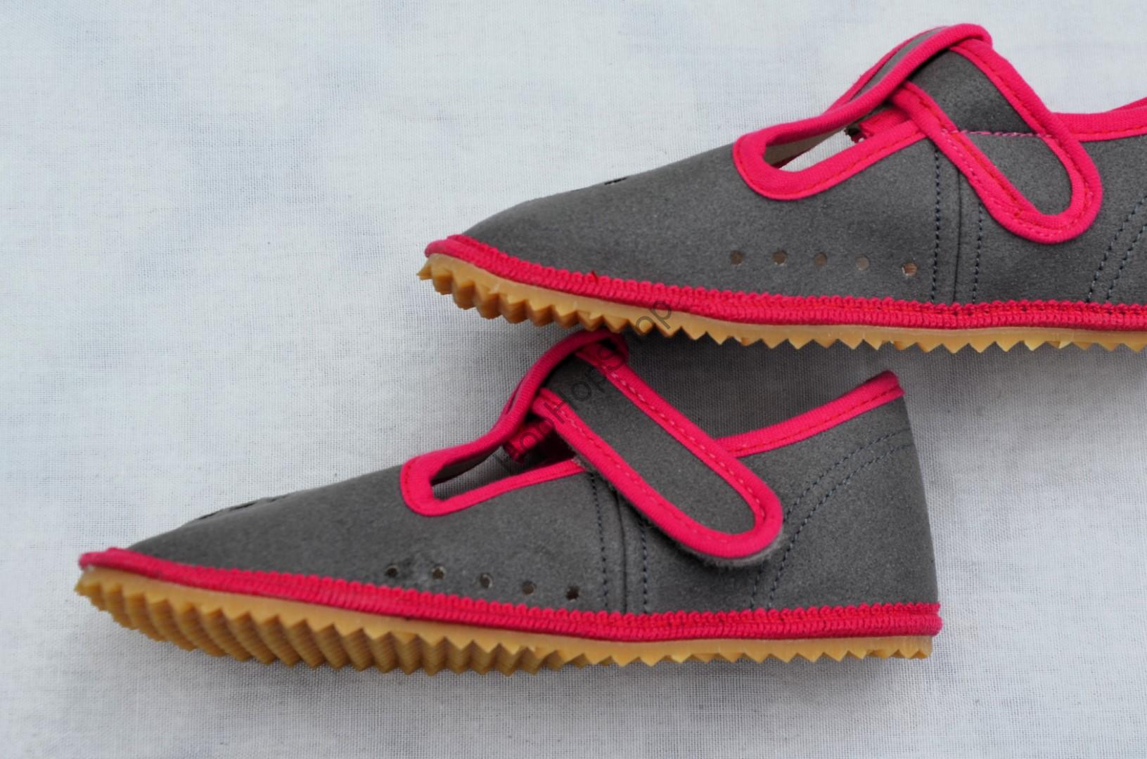 Beda barefoot 060010/W/PF/B bačkorky, dívčí, ŠEDÁ/RŮŽOVÁ, PINK