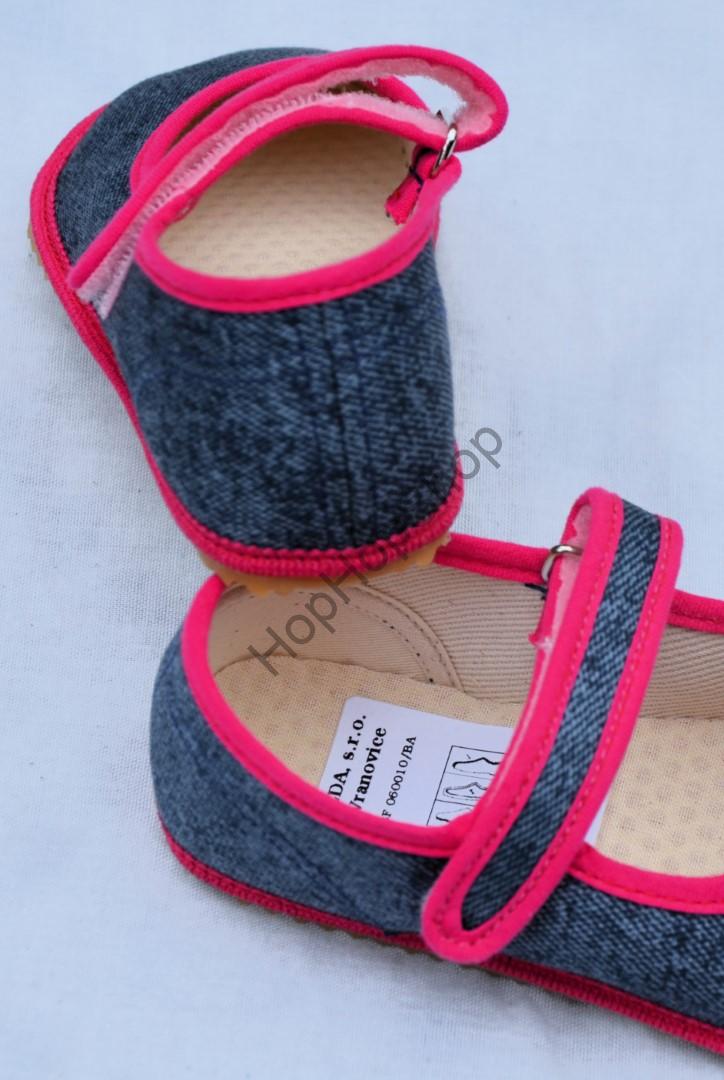 Beda barefoot 060010/BA bačkorky, balerínky, dívčí, PINK DENIM 
