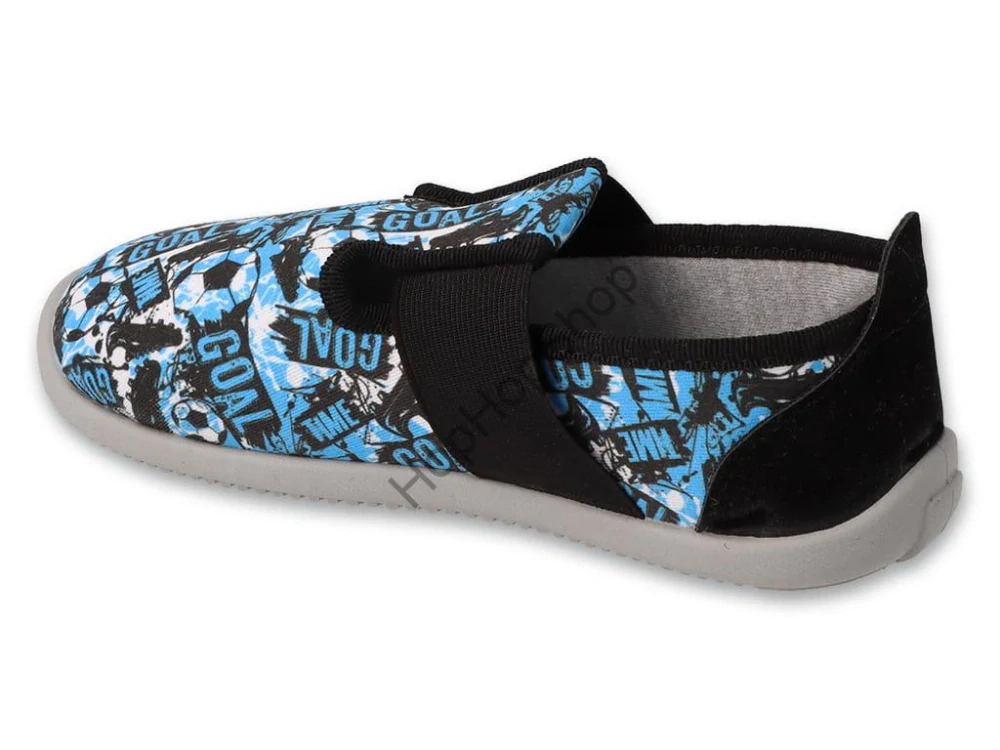 Befado Softer 901Y018, chlapecké, bačkůrky, přezůvky, ŠEDÁ/MODRÁ, FOTBAL